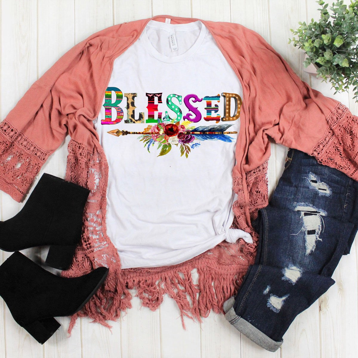 Blessed w/ Floral Arrow